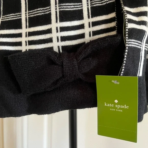 NWT Kate Spade Black and White Plaid Scarf and Matching Beanie - Picture 3 of 12